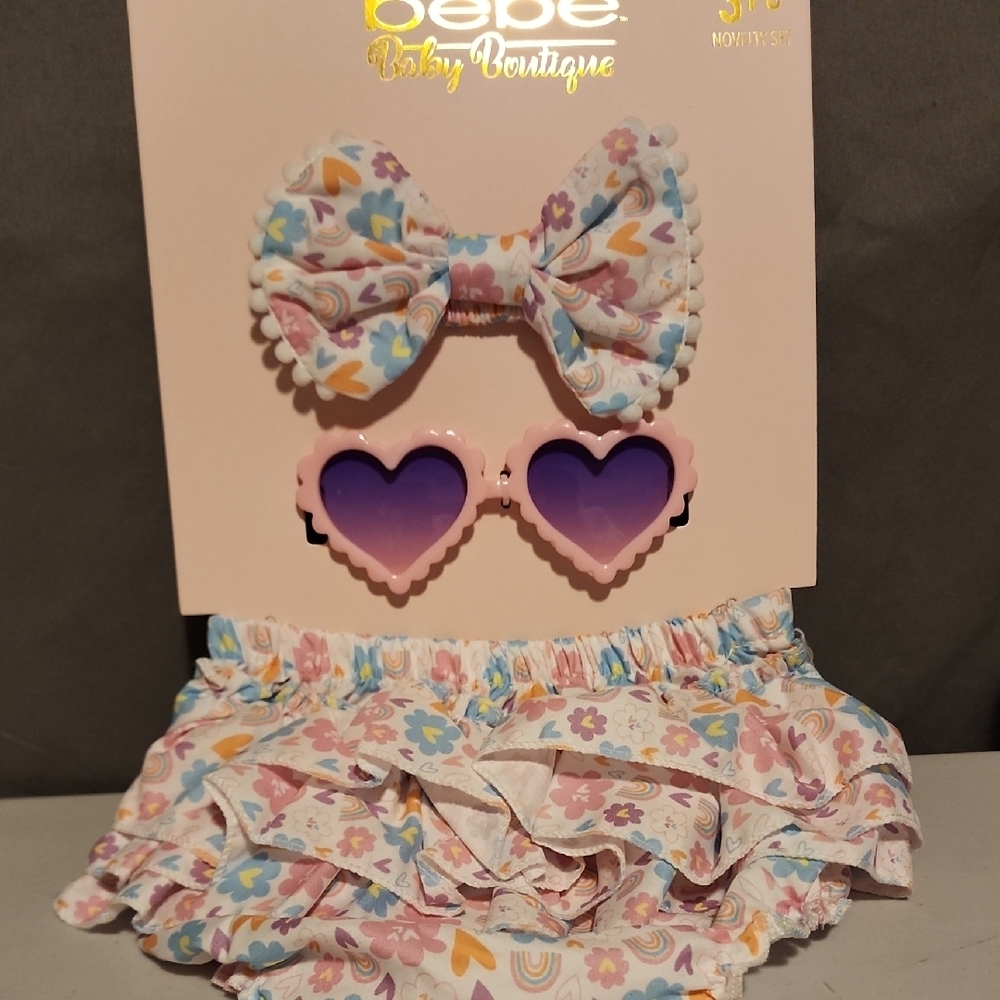 NWT BEBE Floral Kids Accessory Set - Multicolor